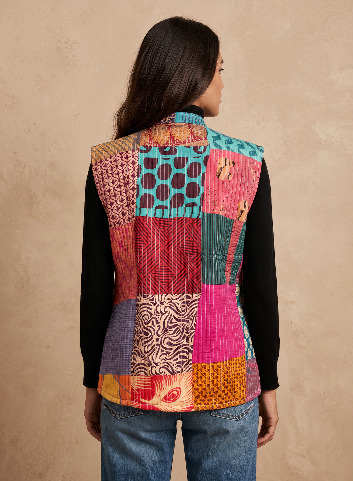The Reversible Artisan Silk Jacket| Orange Blossom Back
