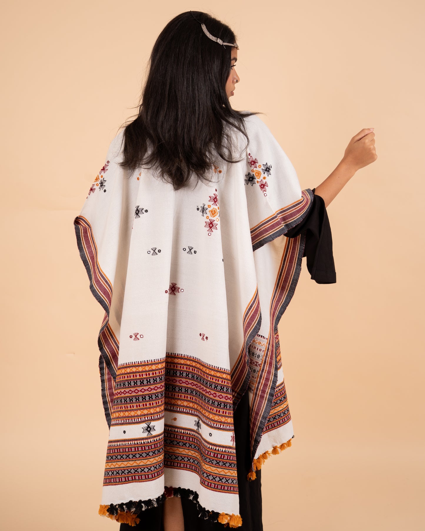 Ishtar Hand-Loomed Cape and Shawl | Off White