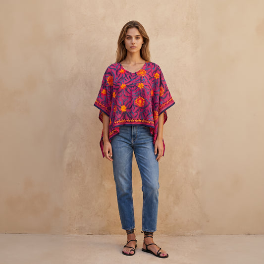 Azmiralda Hand Embroidered Top| Sunflowers