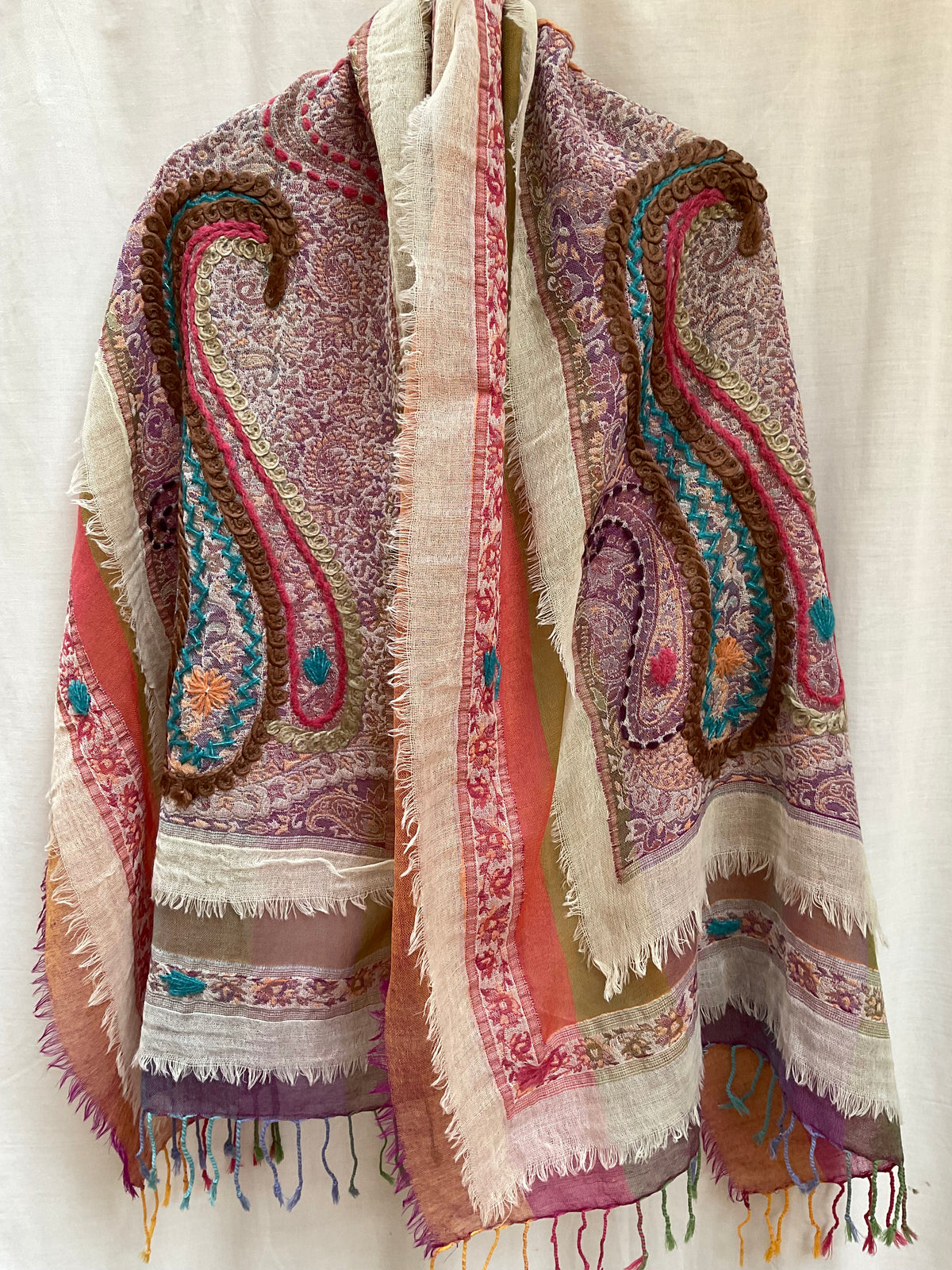 Tanvi Artisan 3 Layers Wool Scarf| Peachy