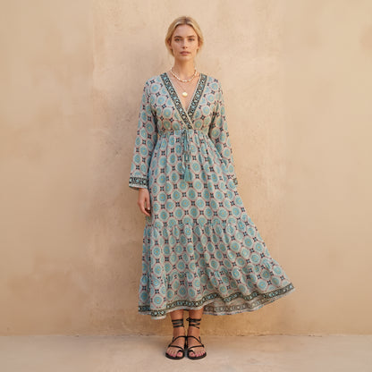 The Cerulean Mandala Silk Dress