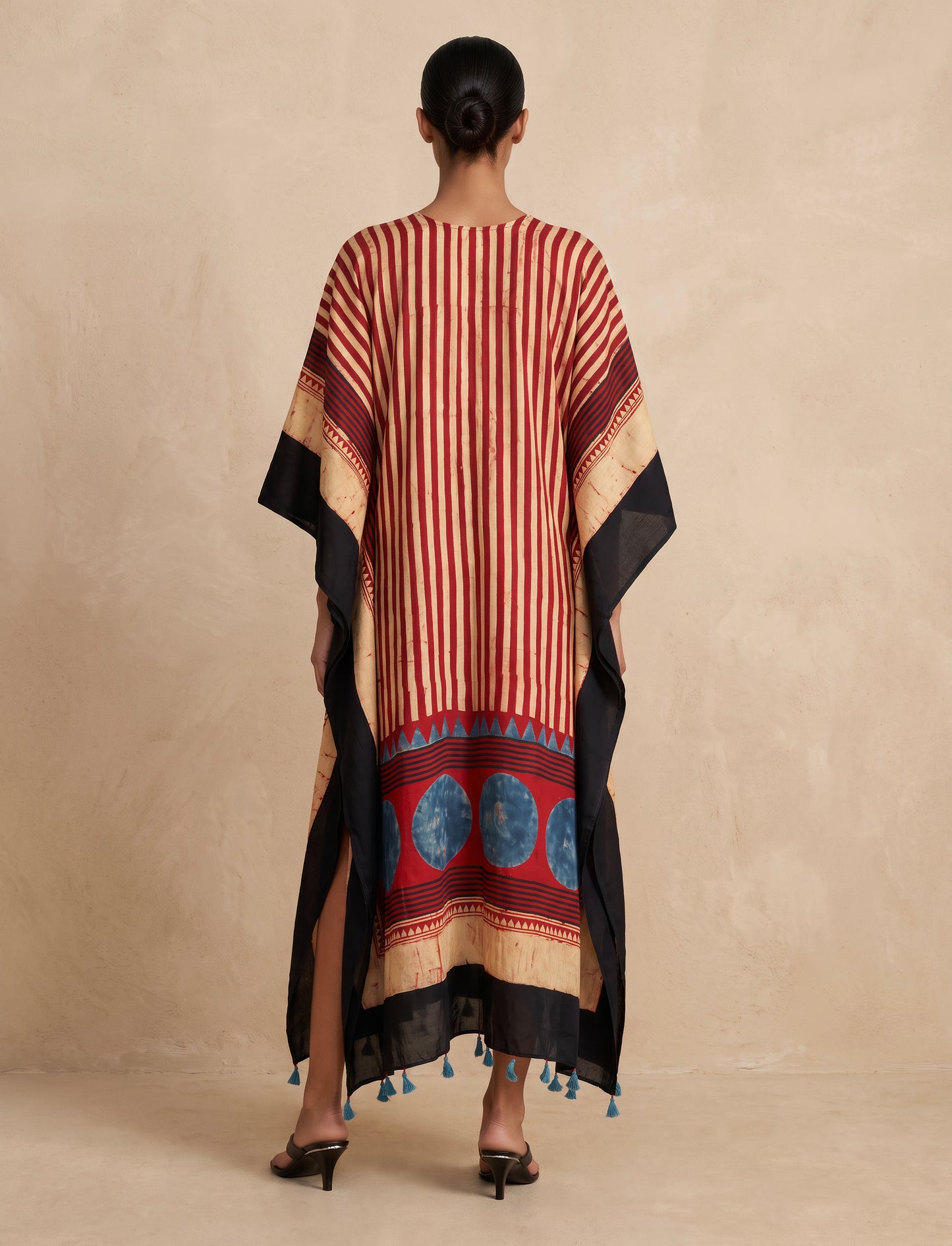 The Ajrakh Midi Silk Duster| Maroon