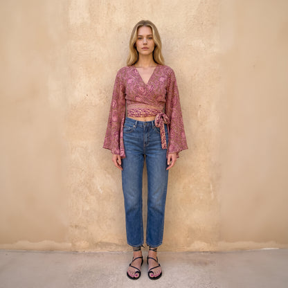 The Aria Silk Wrap Top