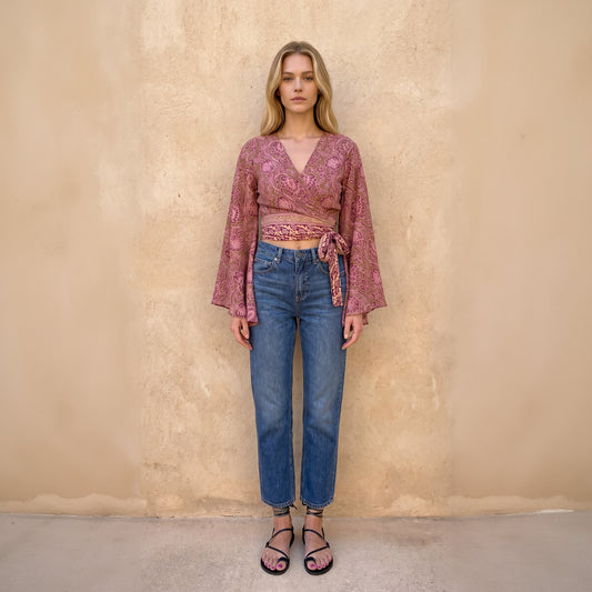 The Aria Silk Wrap Top