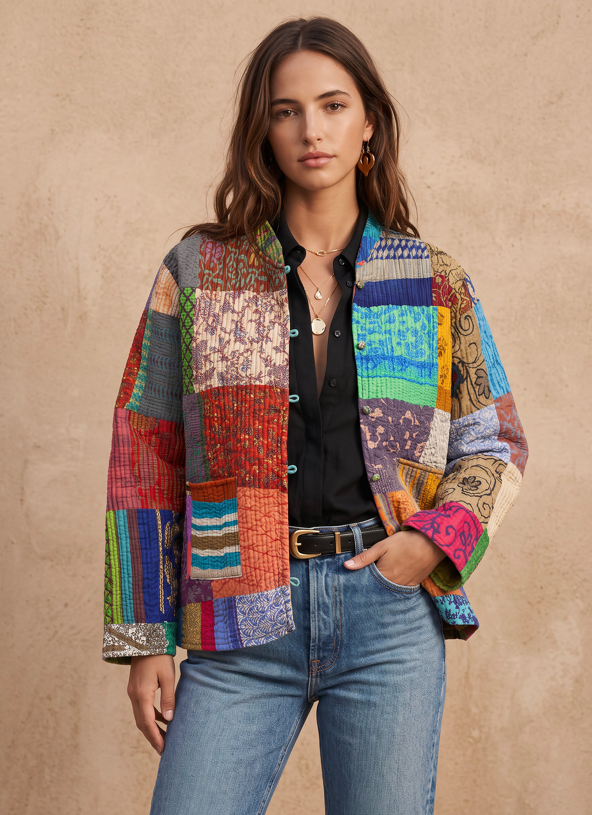 The Reversible Artisan Silk Jacket| Orange Back