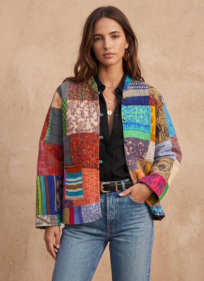 The Reversible Artisan Silk Jacket| Orange Back