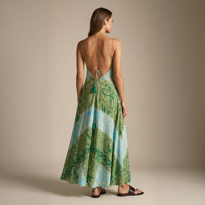 The Serenity Silk Dress Green
