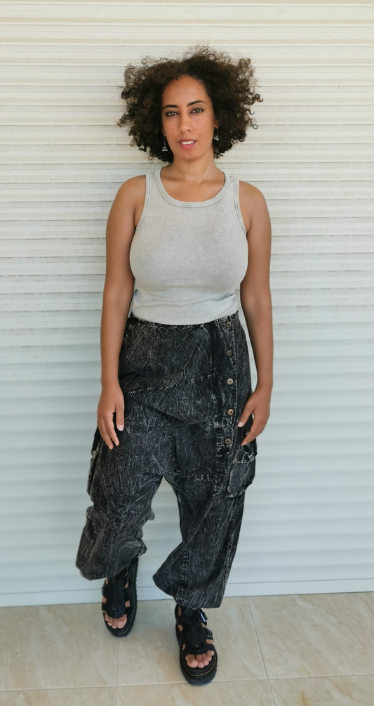 Lucia Heavy Cotton Pant In Black
