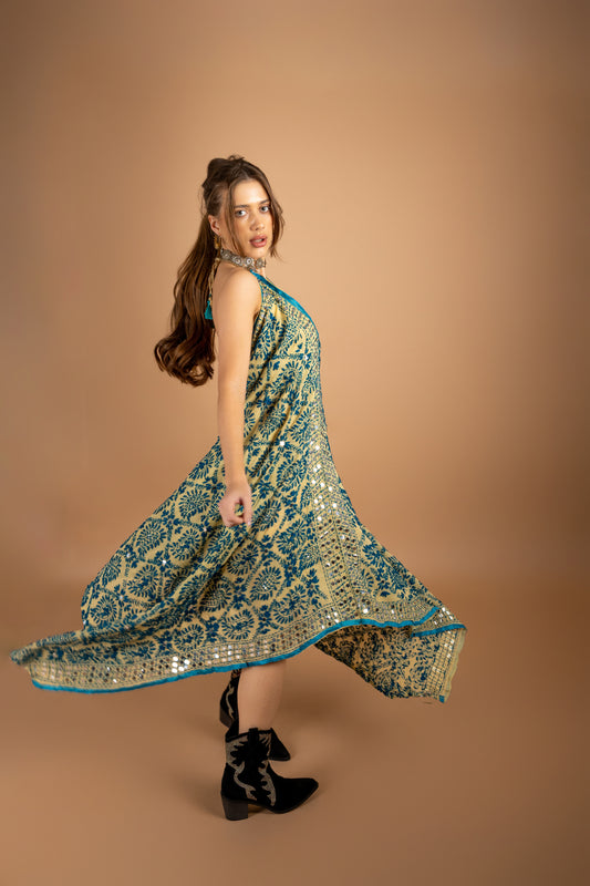 Iris Hand Embroidered Backless Dress