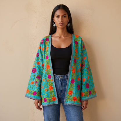 The Artisan Cardigan| Silk Turquoise