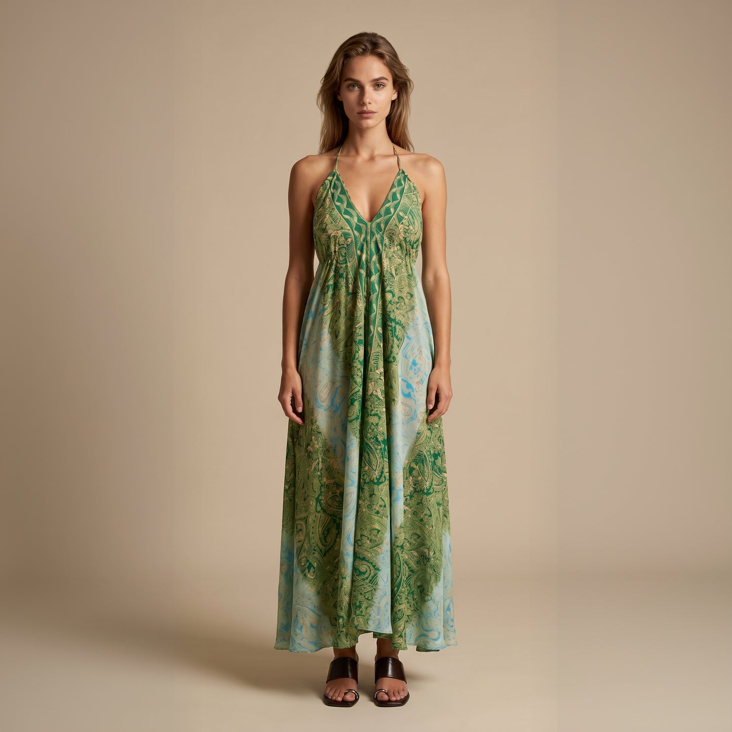The Serenity Silk Dress Green