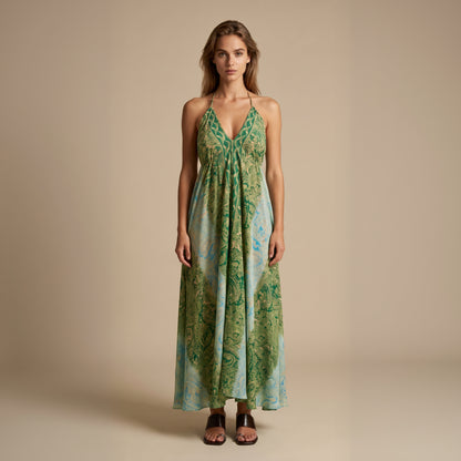 The Serenity Silk Dress Green