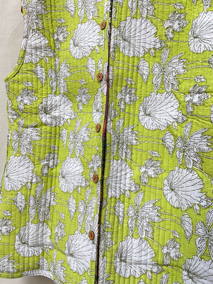 The Reversible Artisan Silk Jacket| Lemon Green Back