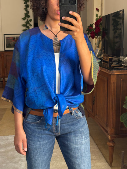Peacock Pure Silk Short Kimono