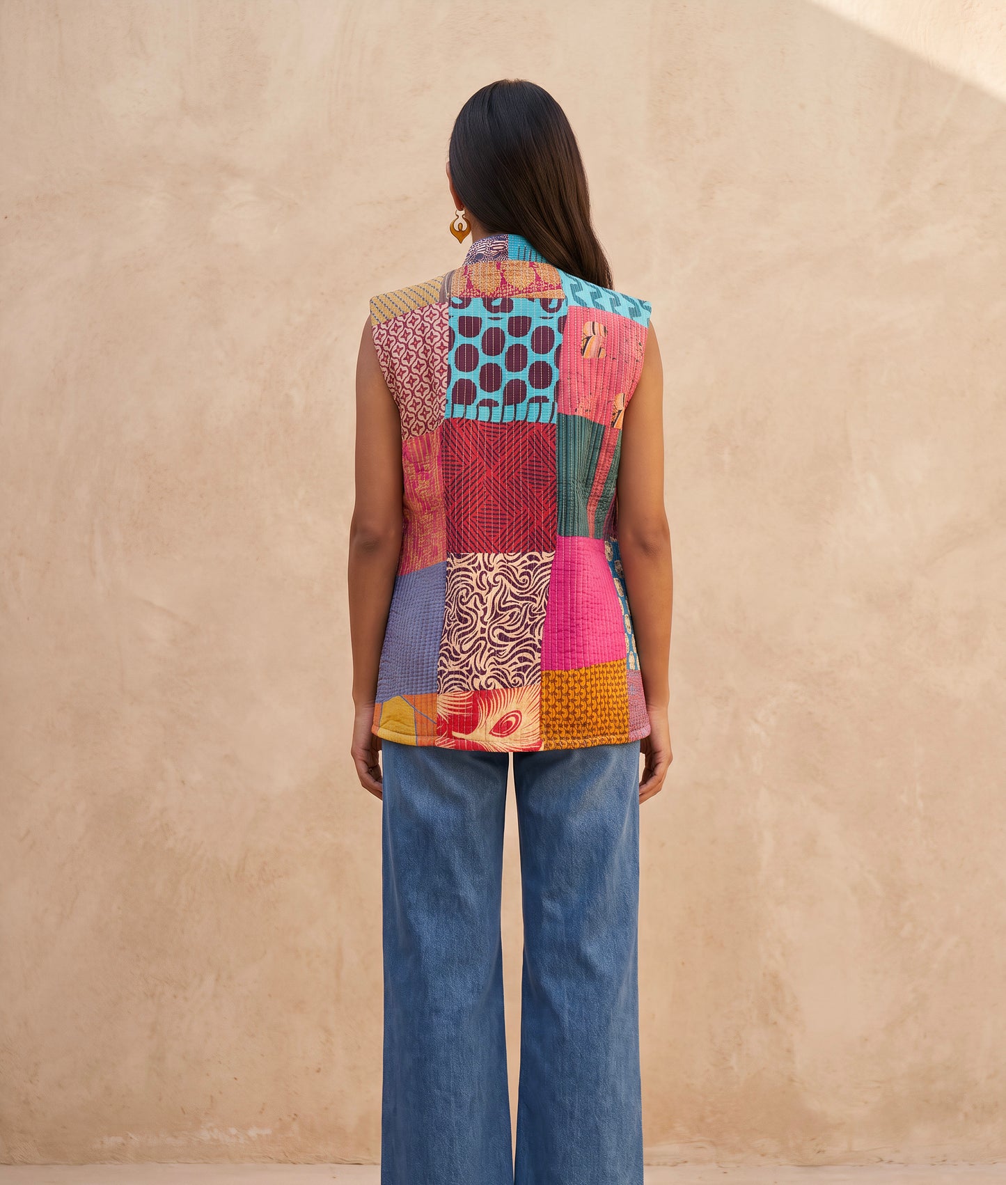The Reversible Artisan Silk Jacket| Orange Blossom Back