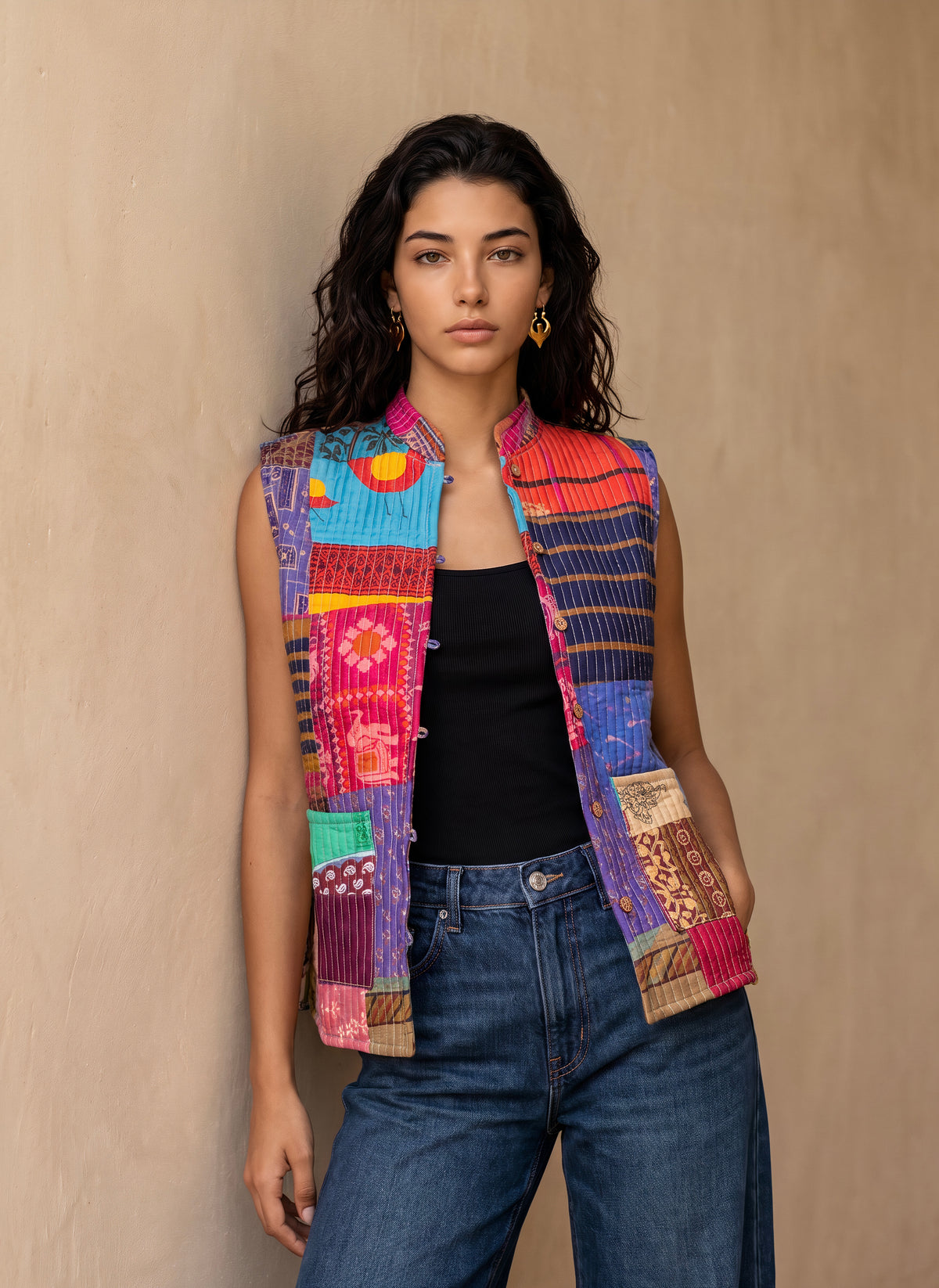 The Reversible Artisan Silk Jacket| Blue Backk