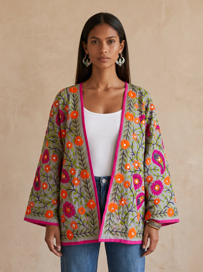 The Artisan Cardigan| Silk Silver