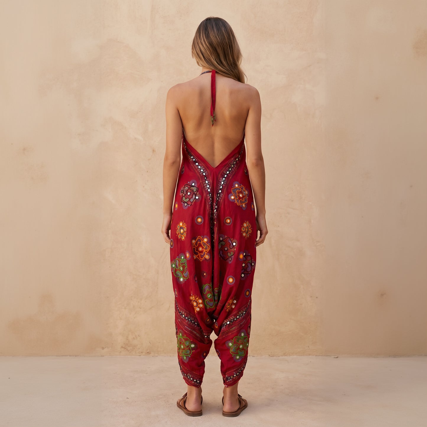 Ajar Backless Cotton Jumpsuit