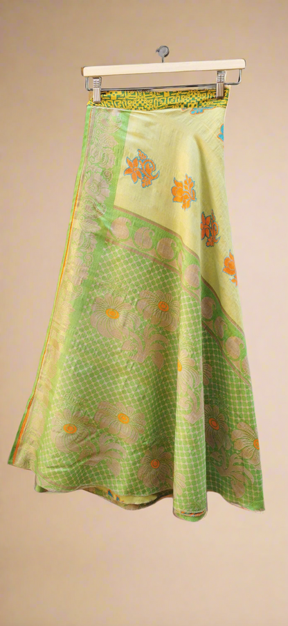 Zoe Silk Double Layers Wrap Skirt