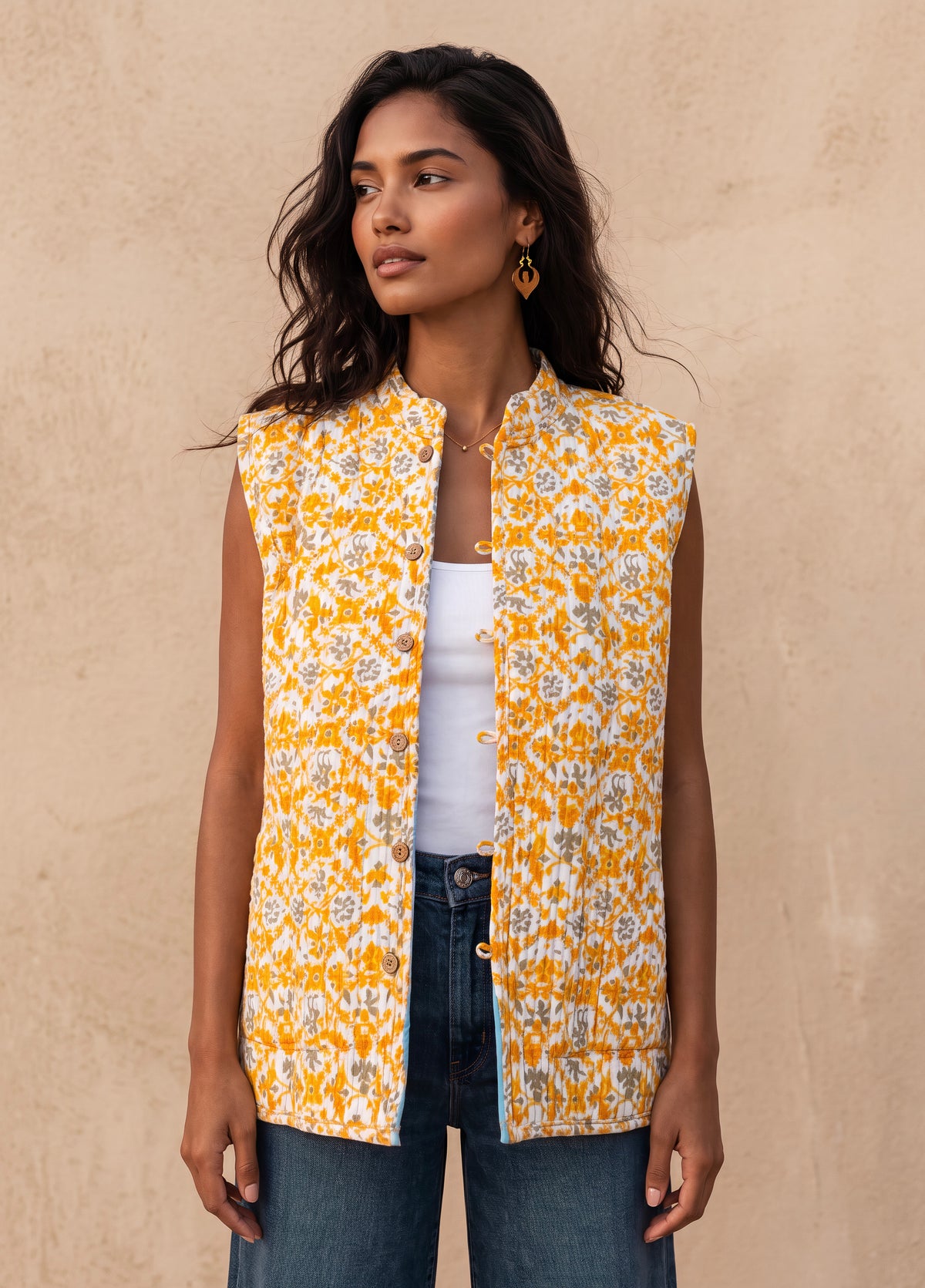 The Reversible Artisan Silk Jacket| Orange Blossom Back