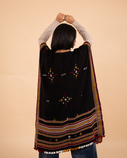 Ishtar Hand-Loomed Cape| Black