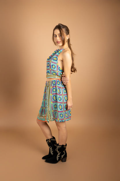 Luna Embroidered Top and Skirt Set