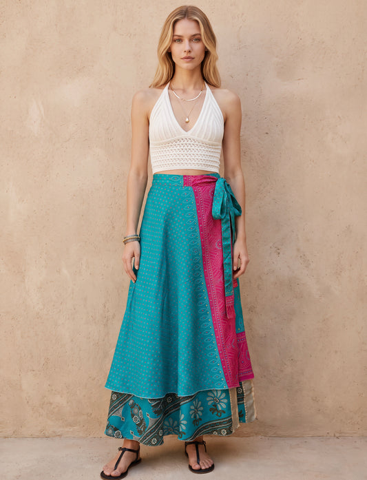 Multi-Wrap Skirt & Dress| Sky Blue Pink