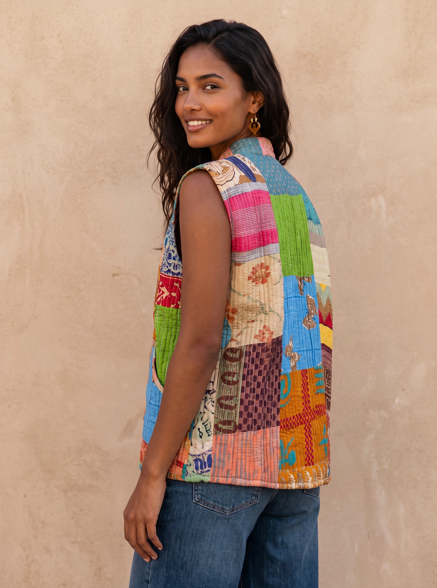 The Reversible Artisan Silk Jacket| Orange Blossom Back