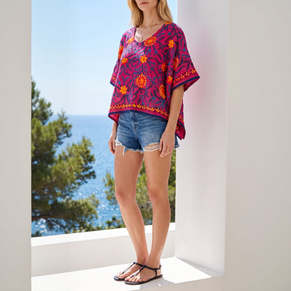 Azmiralda Hand Embroidered Top| Sunflowers