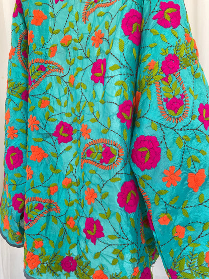 The Artisan Cardigan| Silk Turquoise