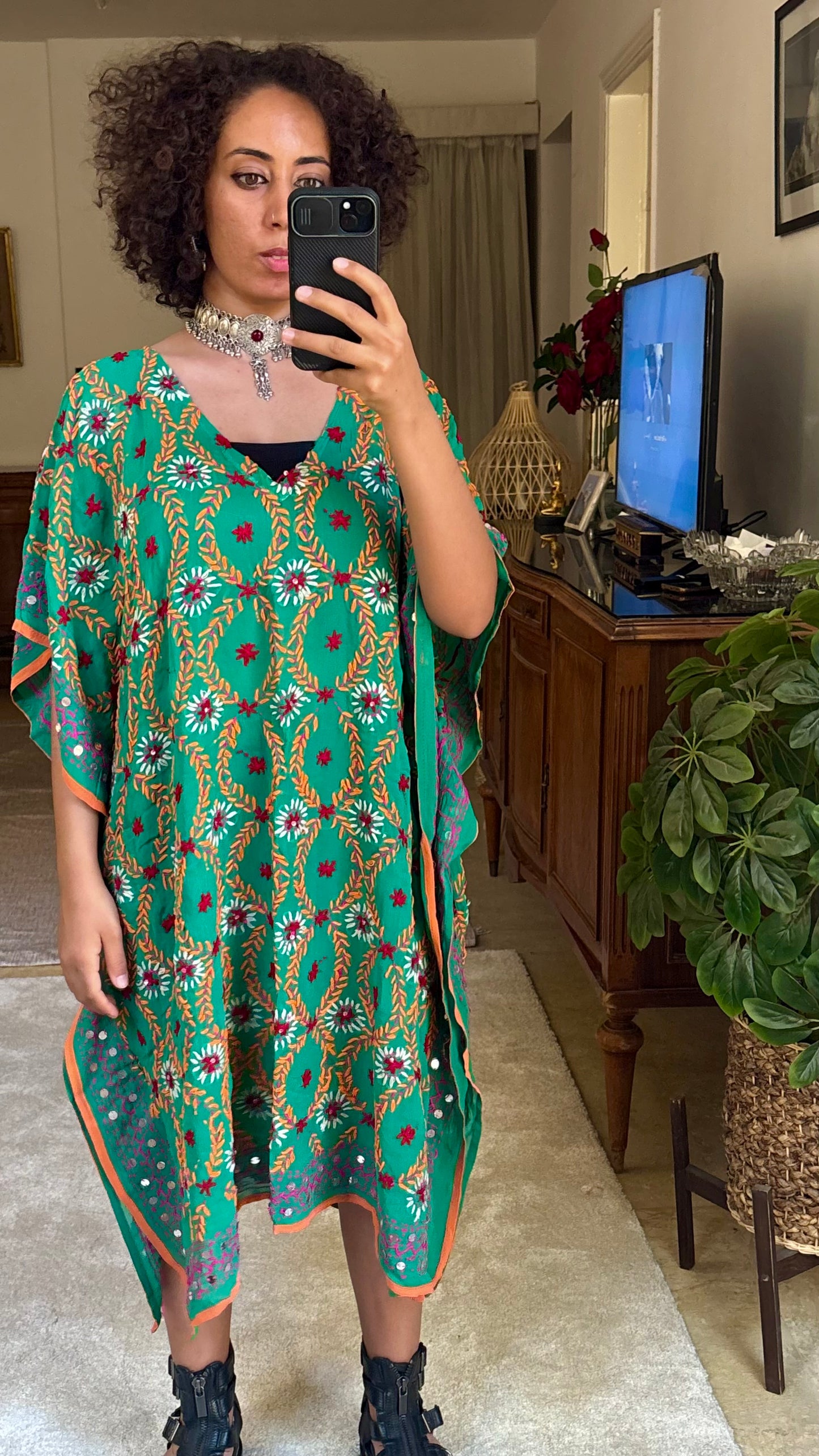 Vera Embroidered Kaftan Dress