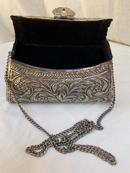 The Antique Metal Engraved Minaudière Clutch