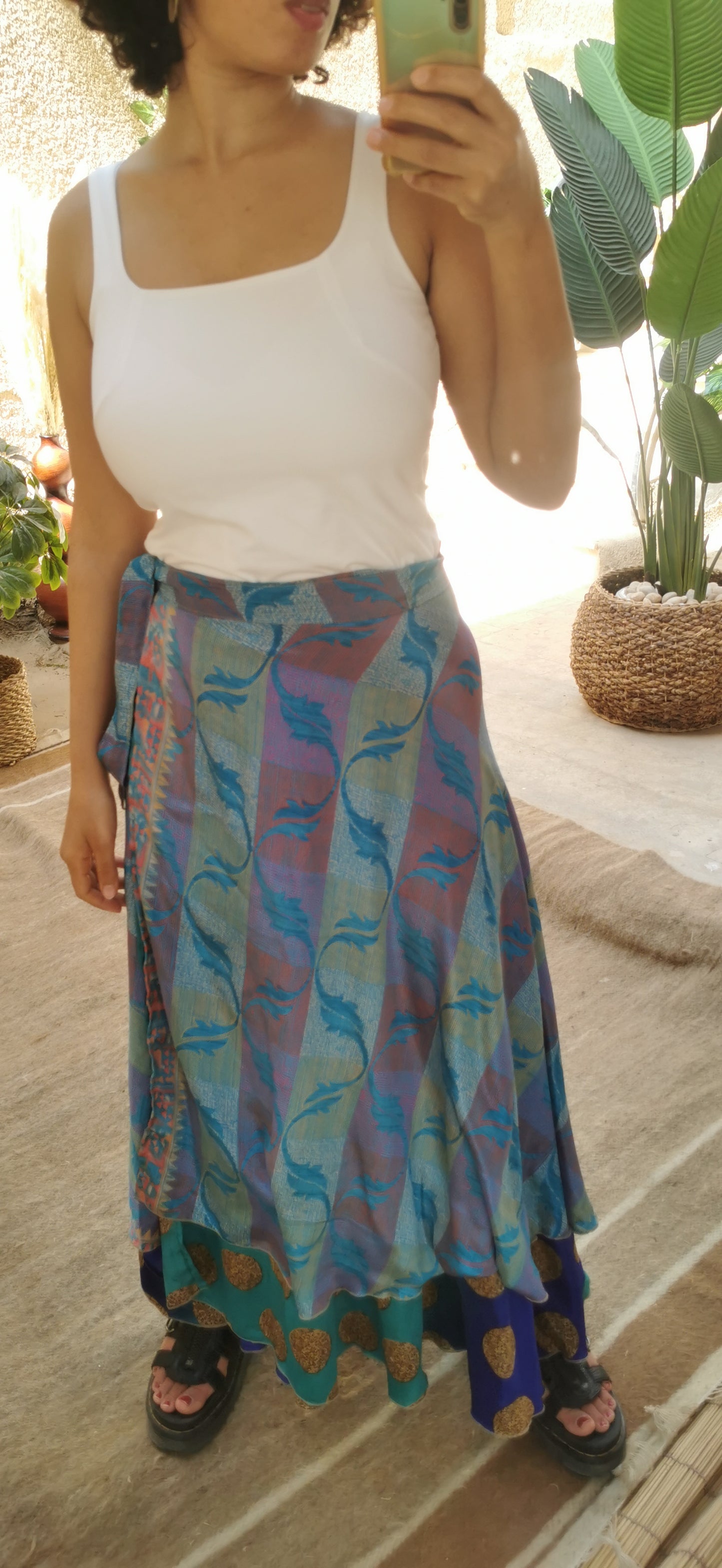 Lia Silk Double Layers Wrap Skirt