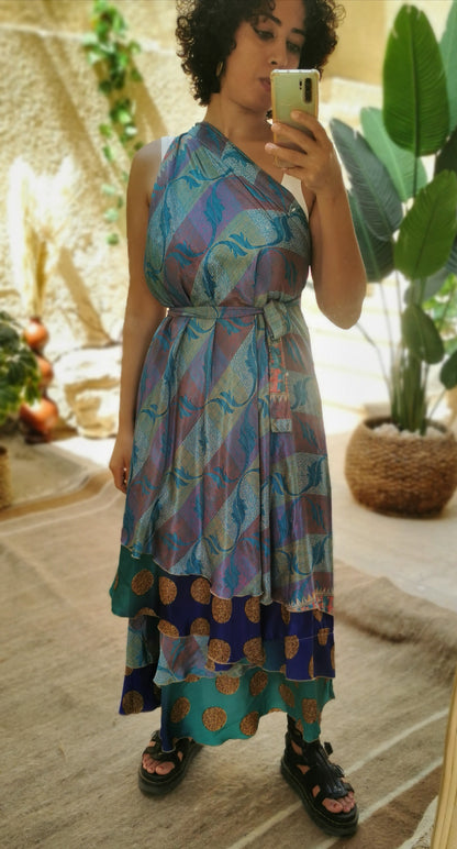 Lia Silk Double Layers Wrap Skirt