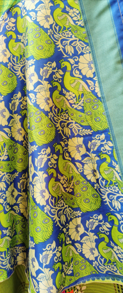 Peacock Silk Double Layers Wrap Skirt