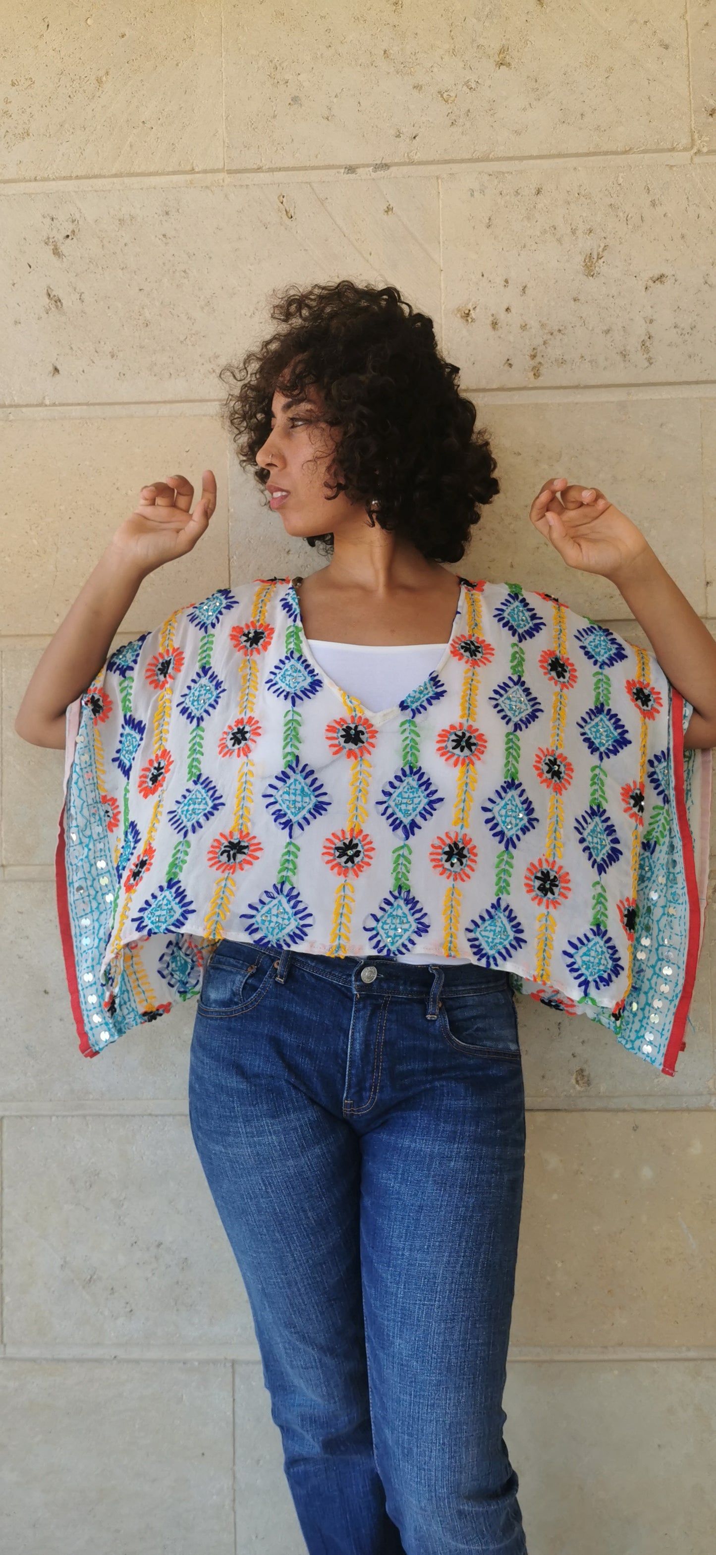 Azmiralda Hand Embroidered Top In White