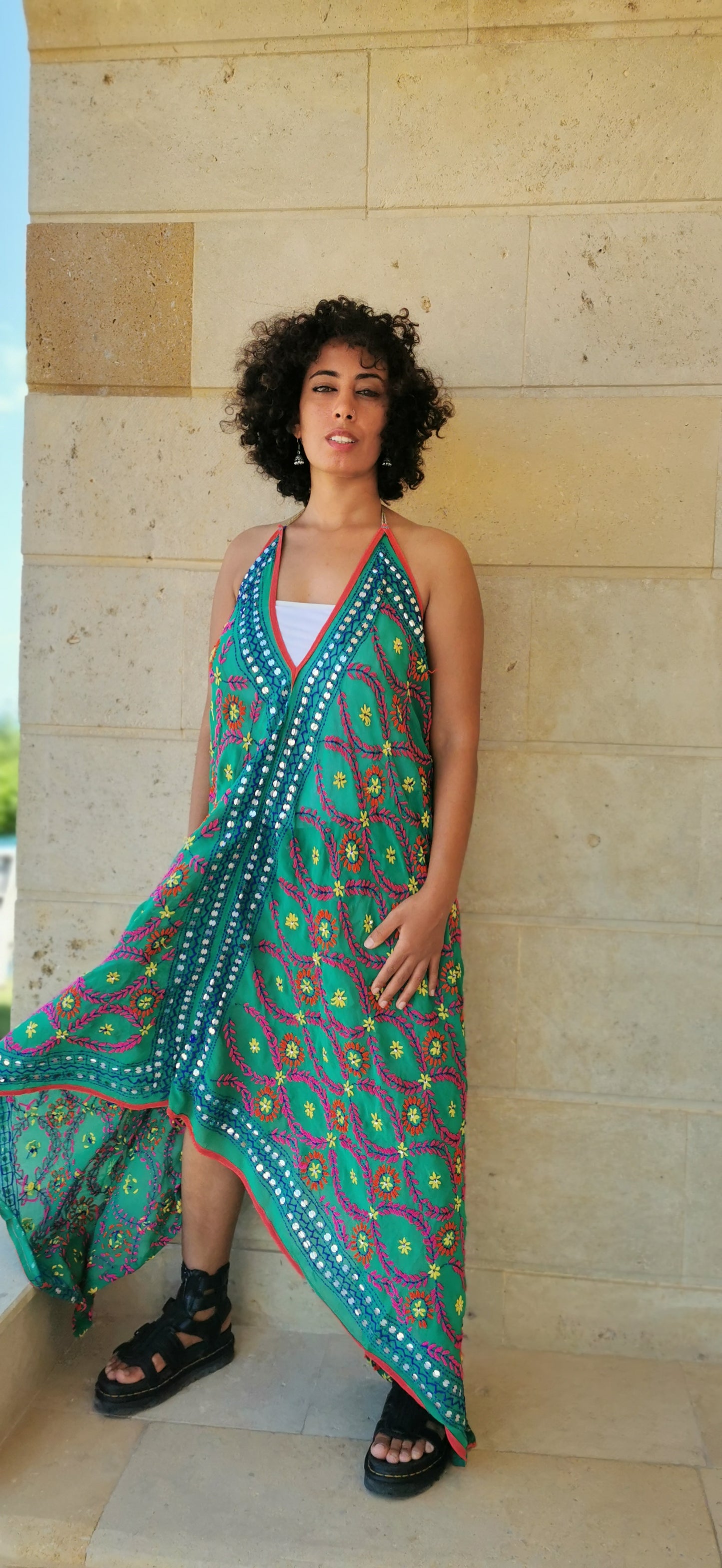 Jana Hand Embroidered Backless Dress