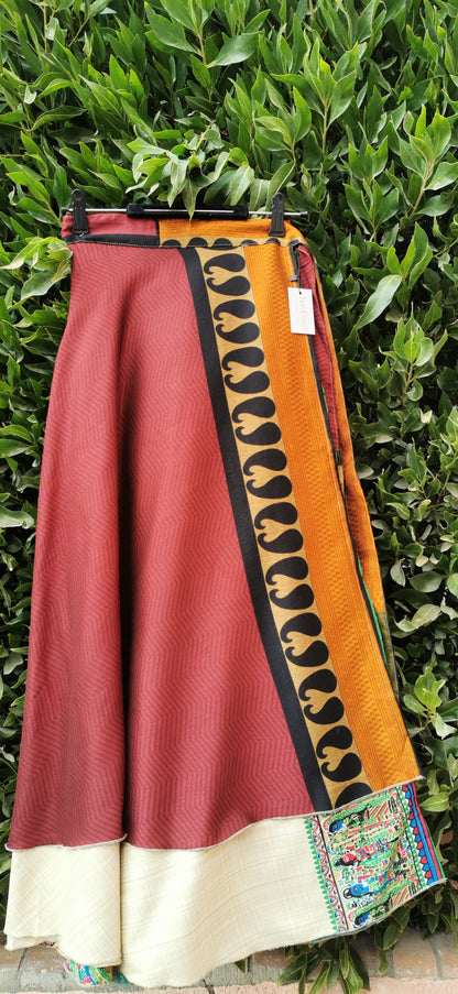 Zoe Silk & Cashmere Double Layers Wrap Skirt