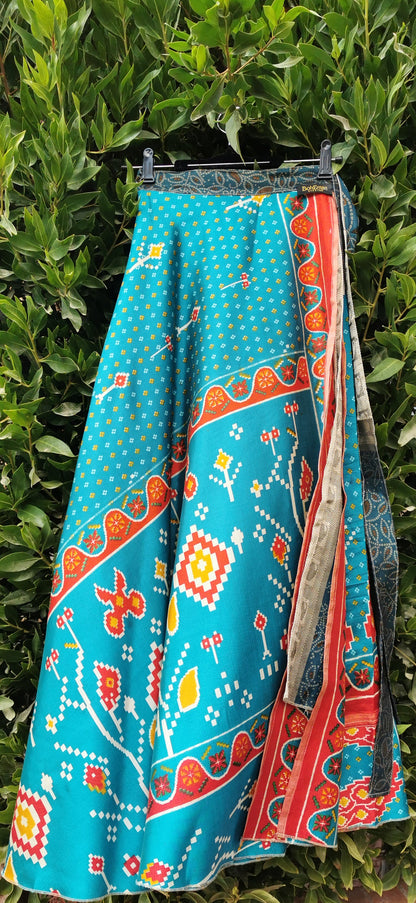 Agus Silk Double Layers Wrap Skirt