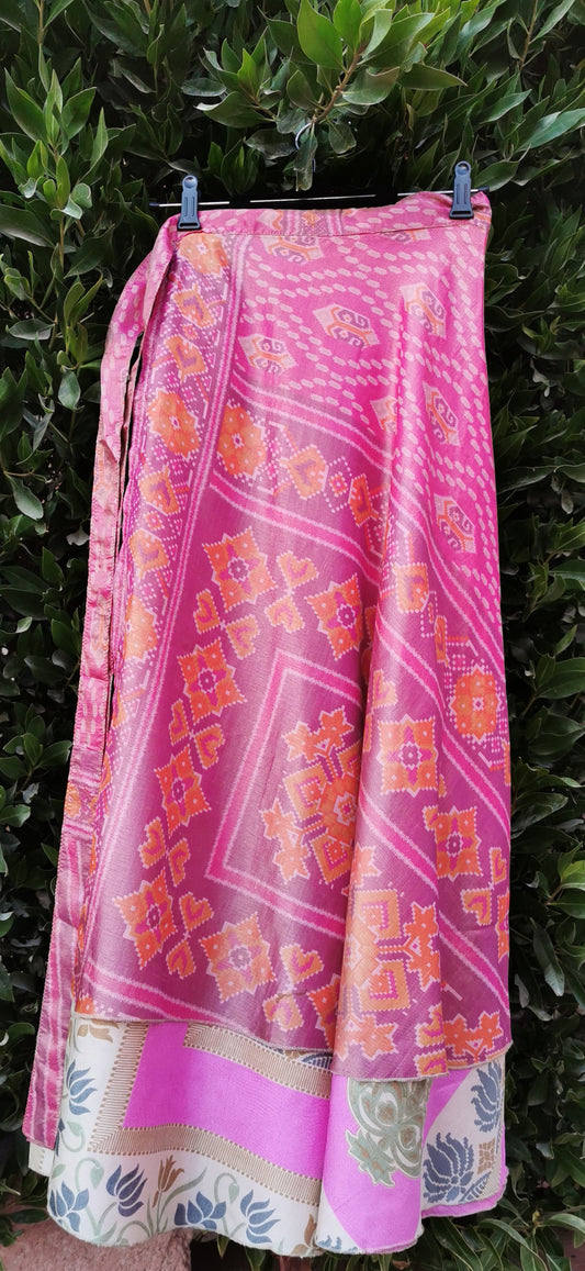 Alma Silk Double layers Wrap Skirt