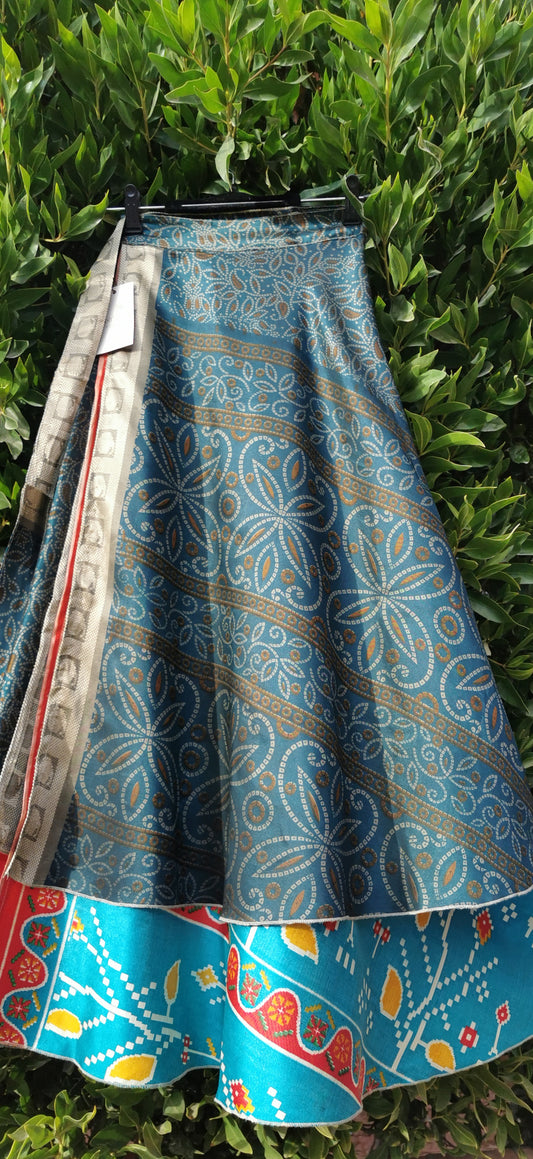 Agus Silk Double Layers Wrap Skirt