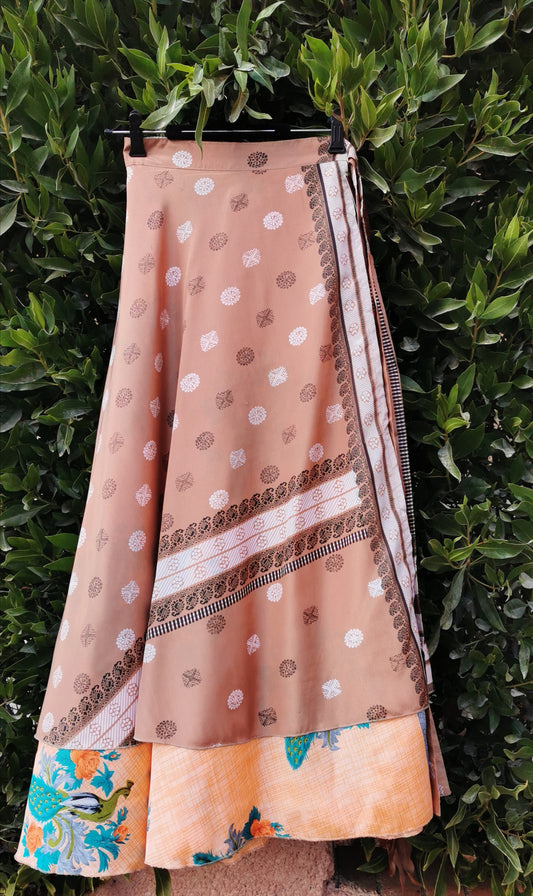 Simone Silk Double Layers Wrap Skirt