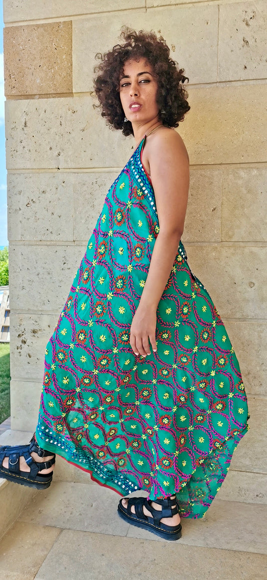 Jana Hand Embroidered Backless Dress