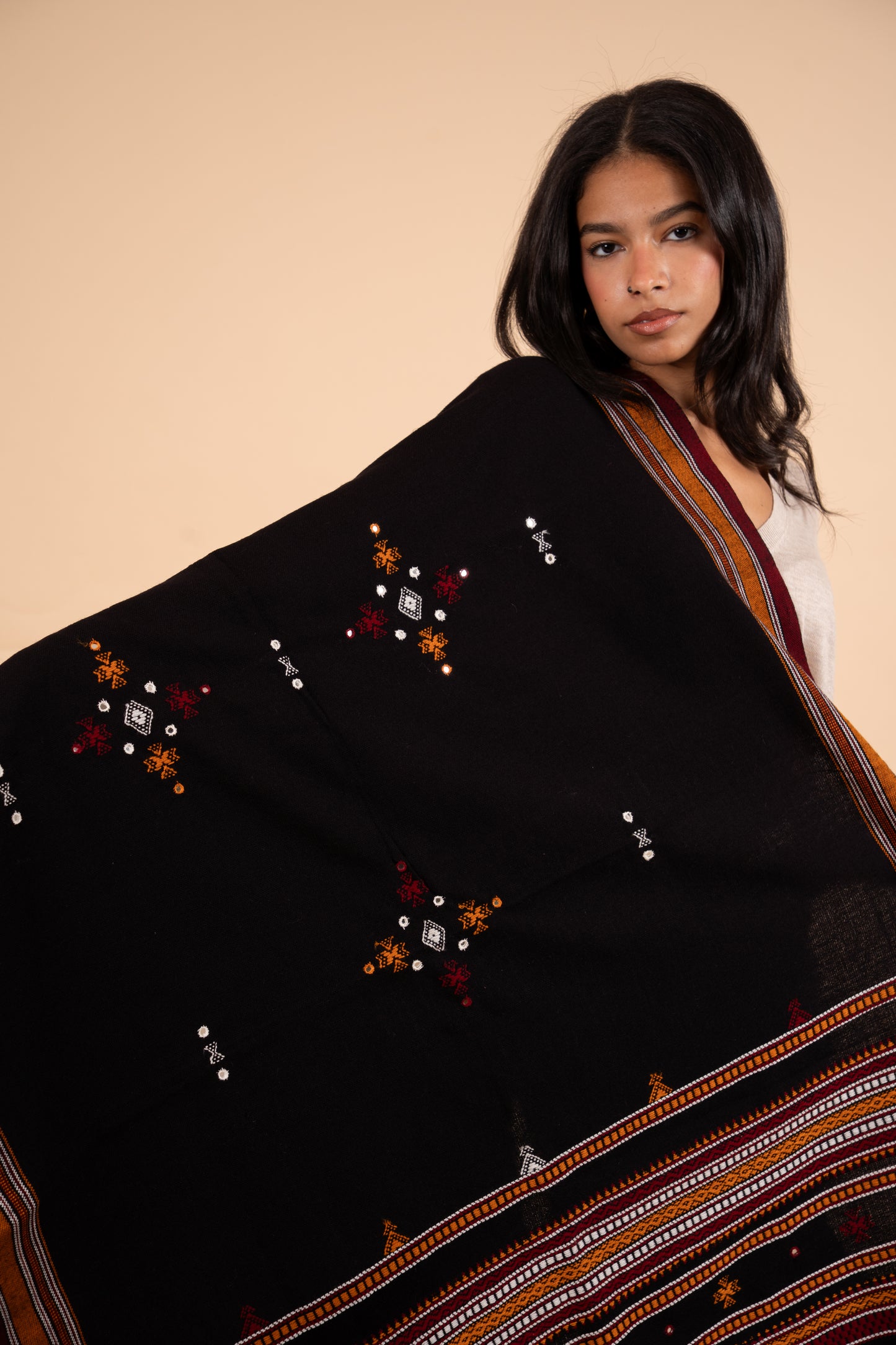 Ishtar Hand-Loomed Cape & Shawl | Black
