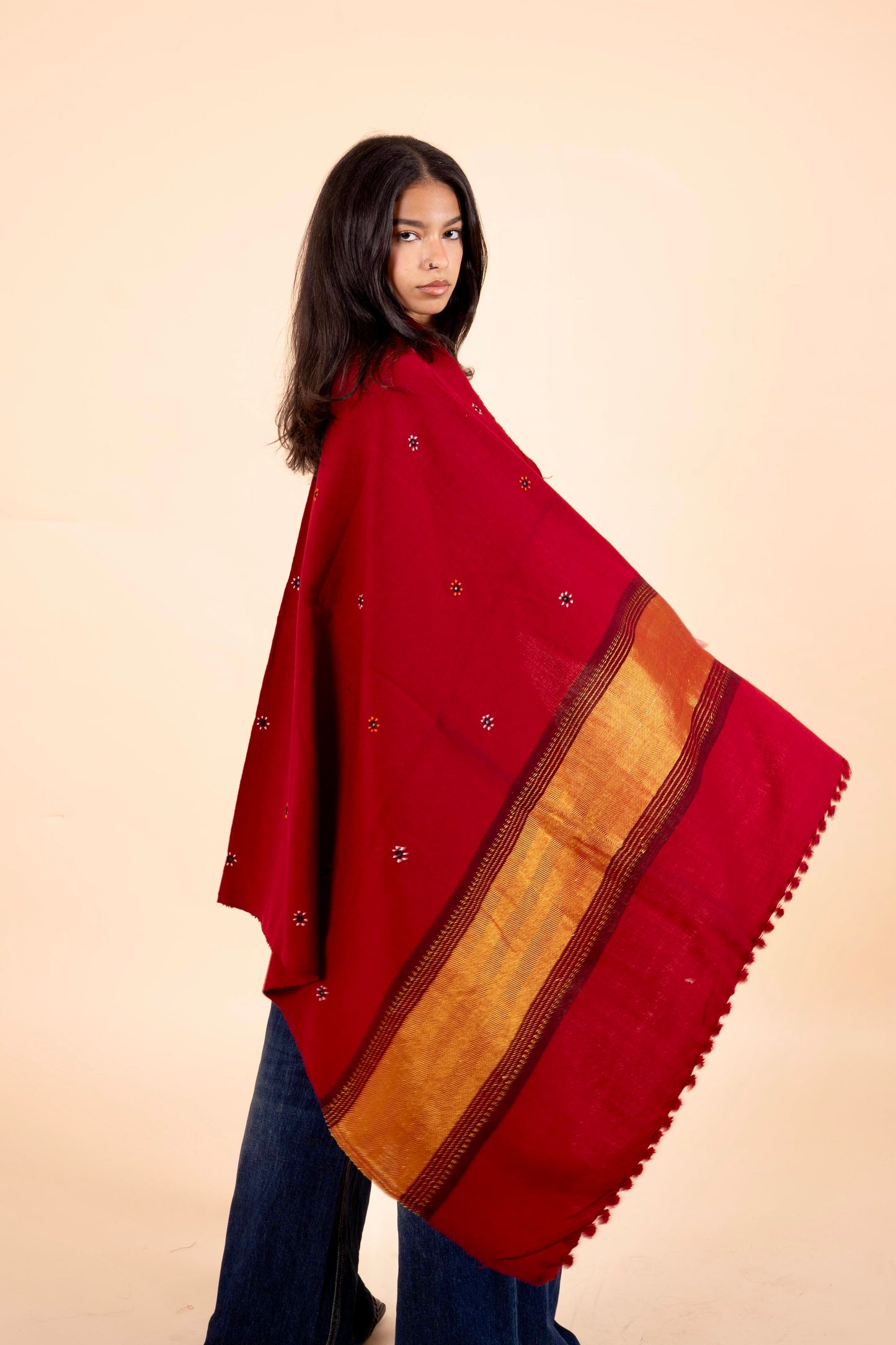 The Desert Shimmer Shawl | Maroon