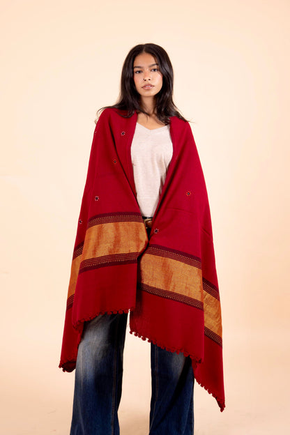 The Desert Shimmer Shawl | Maroon