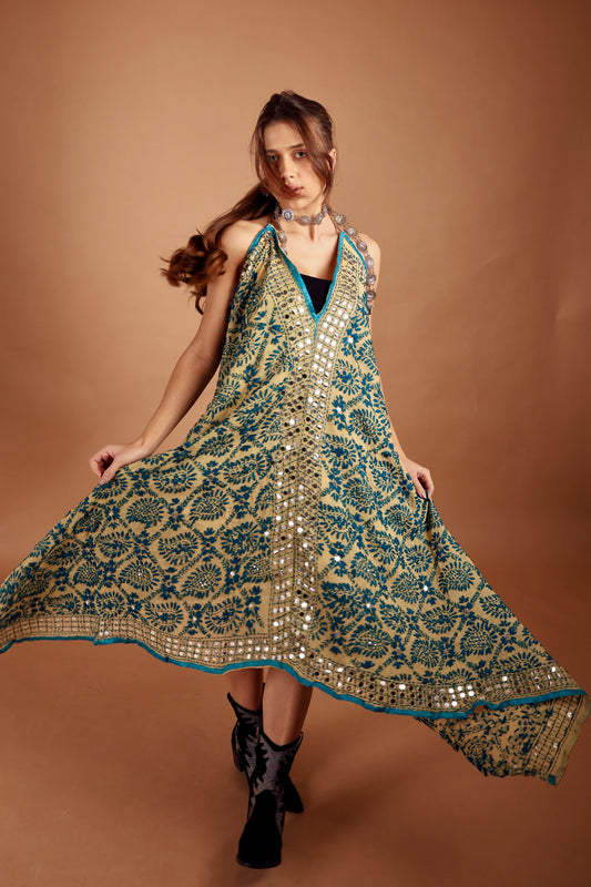 Iris Hand Embroidered Backless Dress