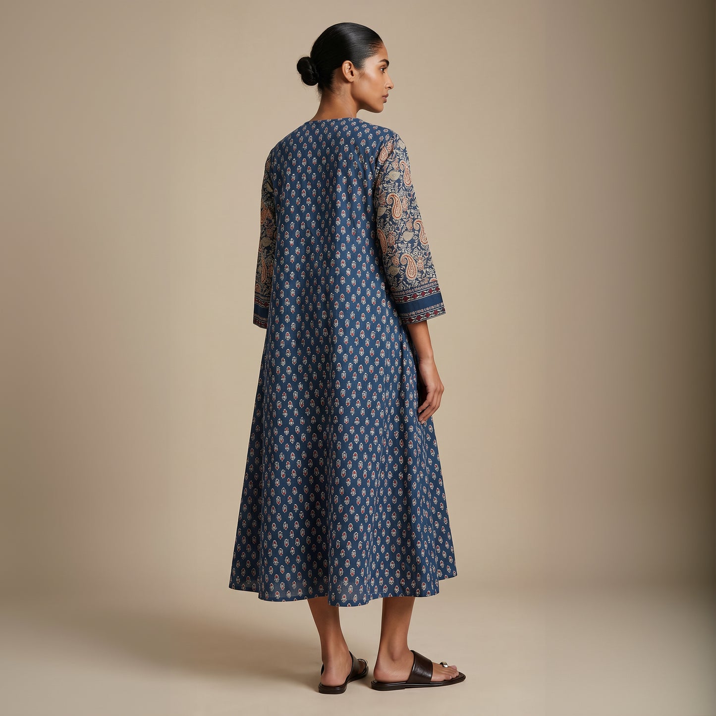 NavyBlue Paisley Cotton Dress