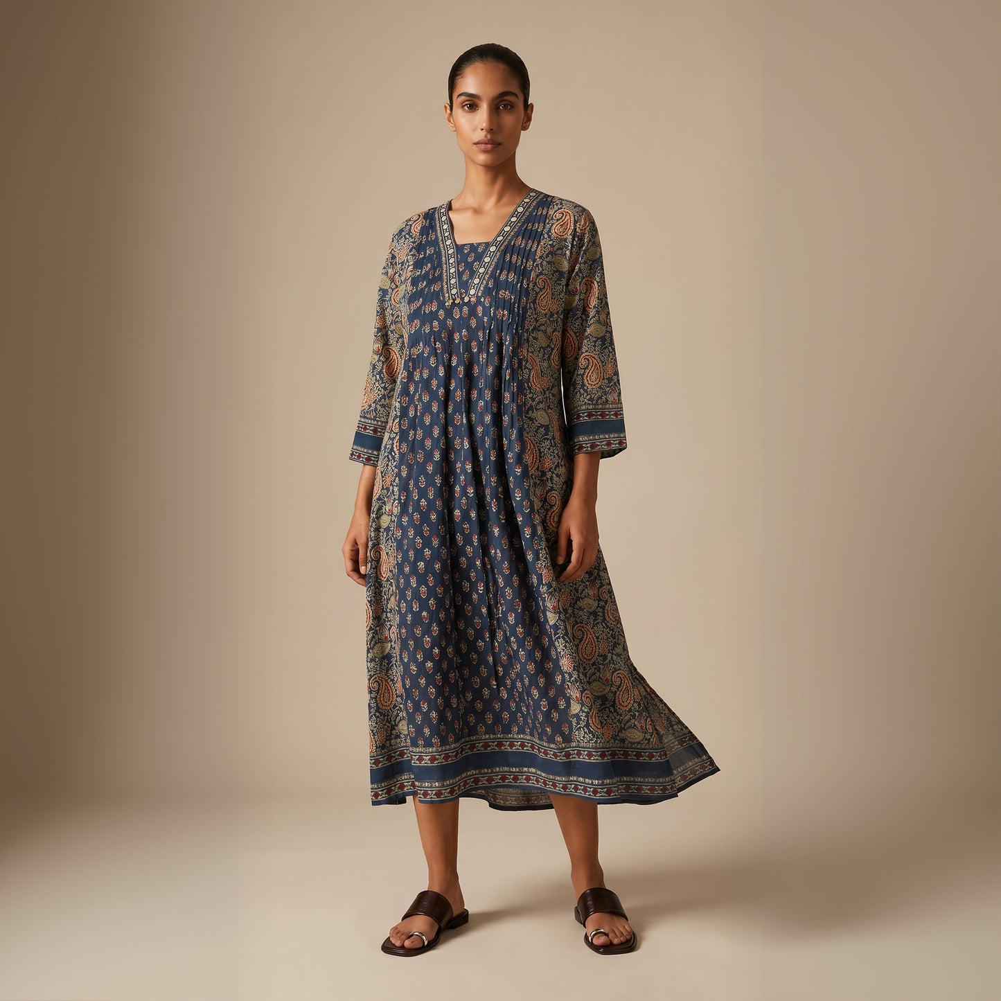 NavyBlue Paisley Cotton Dress