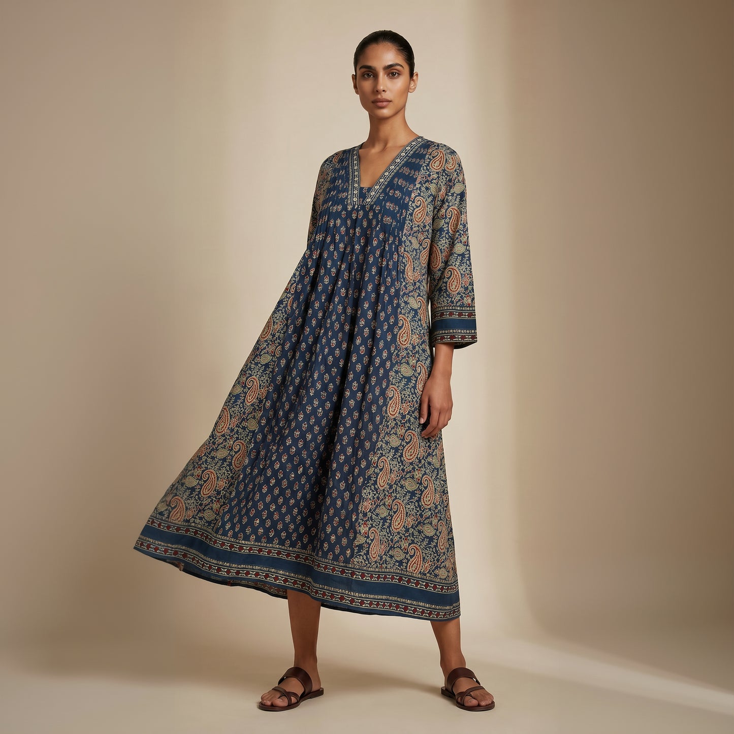 NavyBlue Paisley Cotton Dress